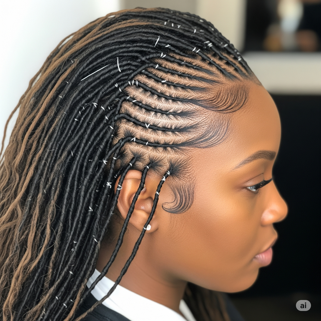 Afro American hair extensions applied with micro-links for a flexible, heat-free styling option.