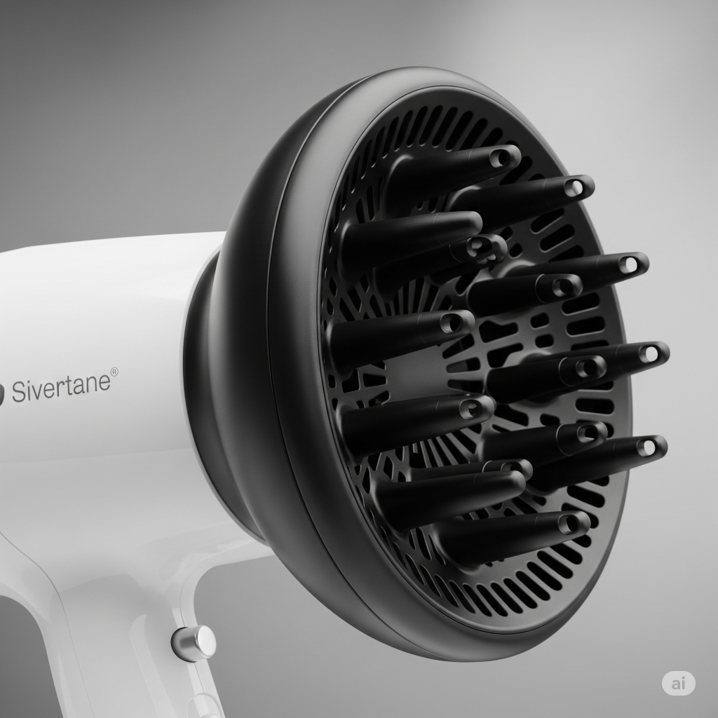 A close-up of a diffuser attachment on a white marble surface. Best Hair tools for Natural Hair.